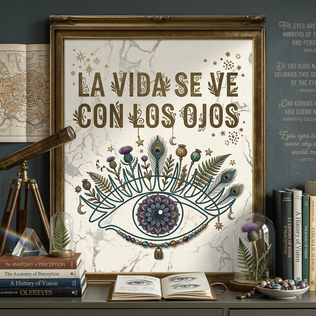 Poster reading “LA VIDA SE VE CON LOS OJOS” above a stylized eye